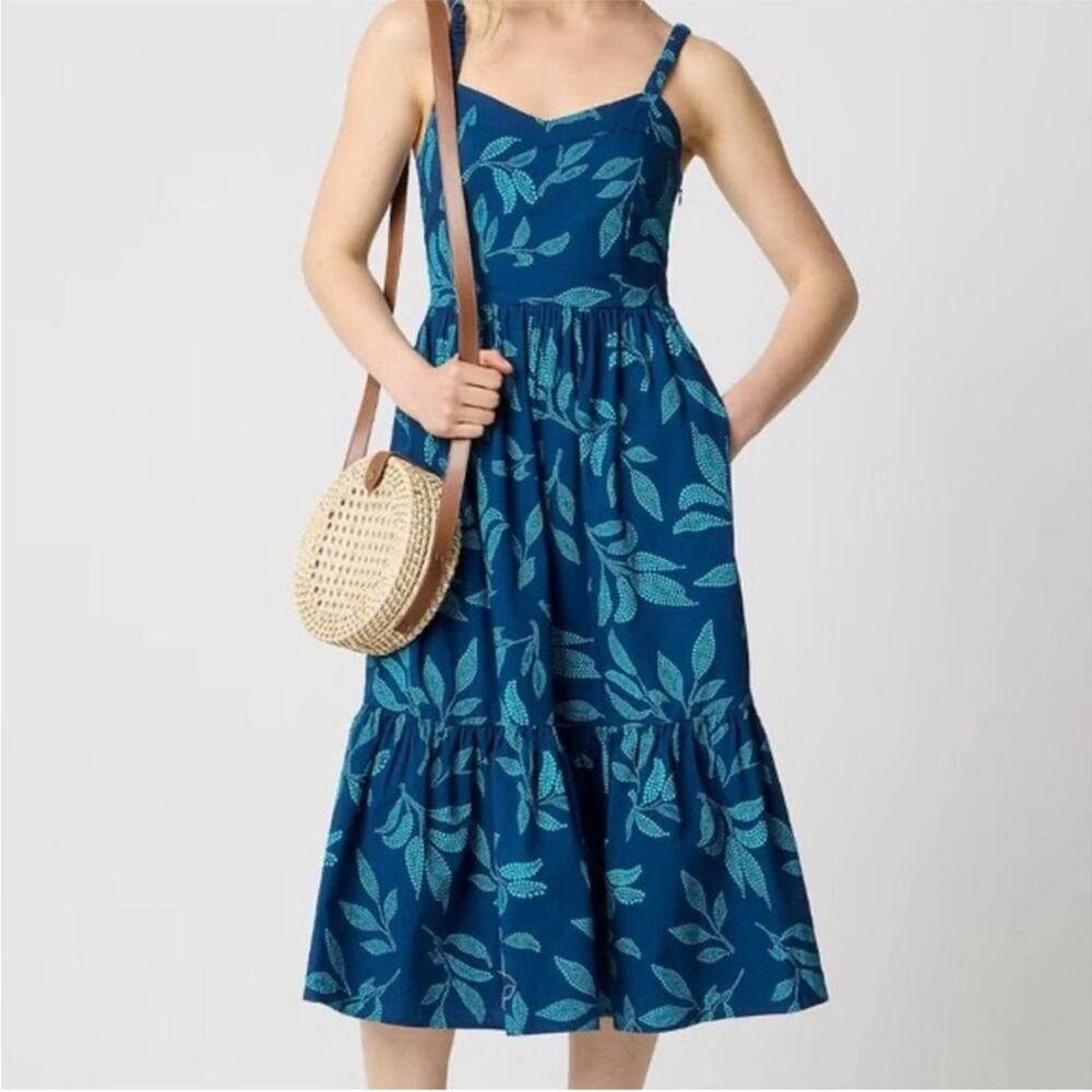NWT J. Crew Factory Poplin Corset Midi Dress Seaport Blue Cenote size 4 NWT